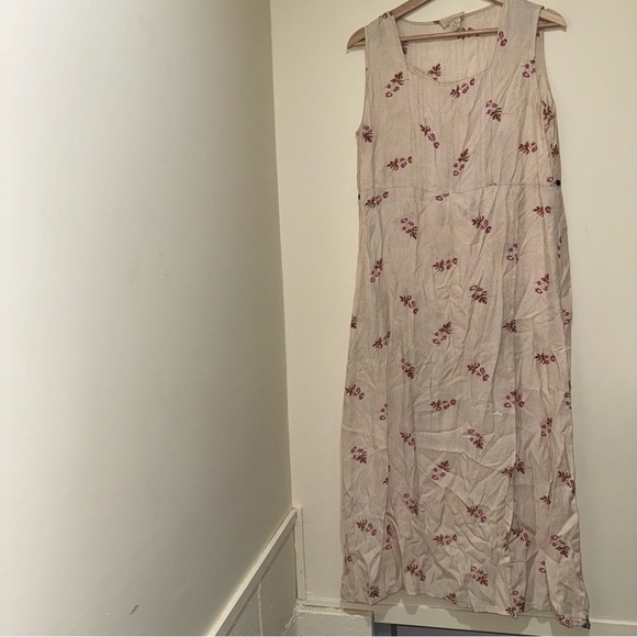 Women’s Vintage April Cornell Tan Cream Soft Floral Tank Top Maxi Dress Size: S - Picture 2 of 16